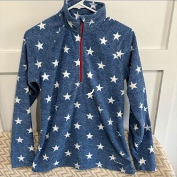 Eddie Bauer Women's Quest Fleece 1/4 Zip Pullover Sweatshirt Blue Stars Medium - Picture 1 of 7